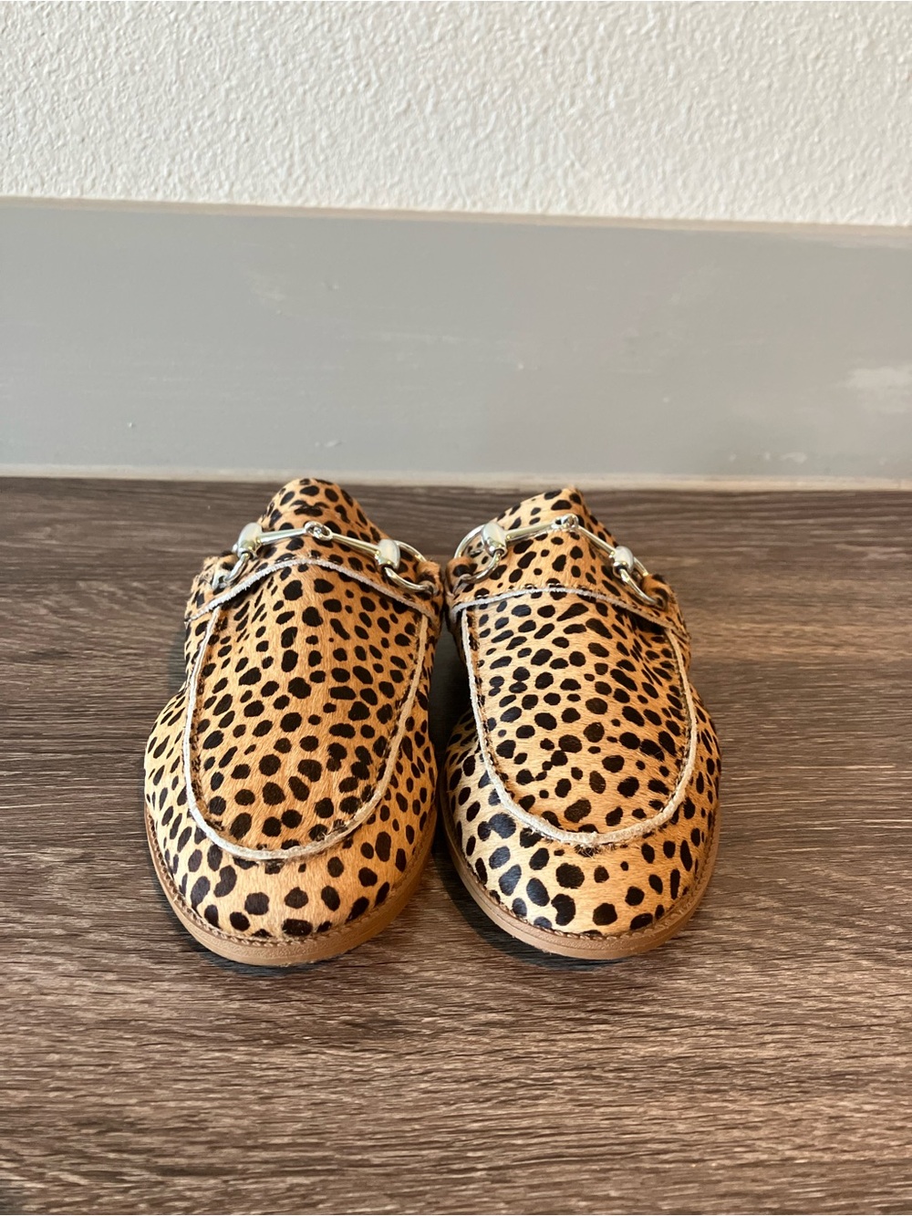 Genuine Leather Leopard Print Slip-On Loafers - Women's Flats
